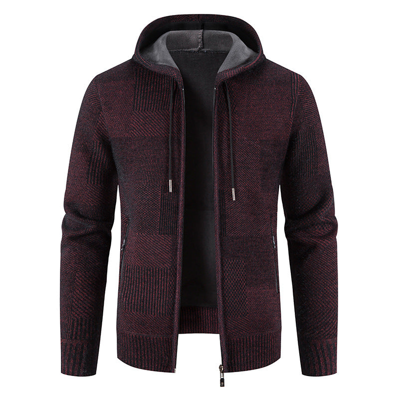 Men's knitted hoodie jacket with modern structural elements Lune London