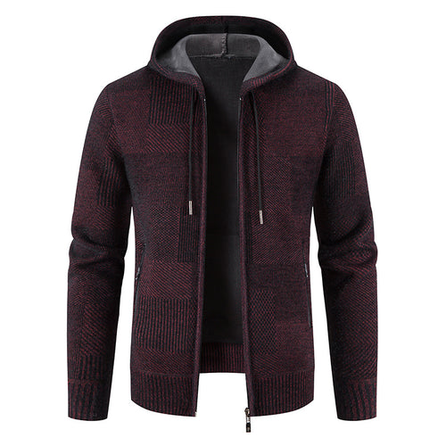 Men's knitted hoodie jacket with modern structural elements Lune London