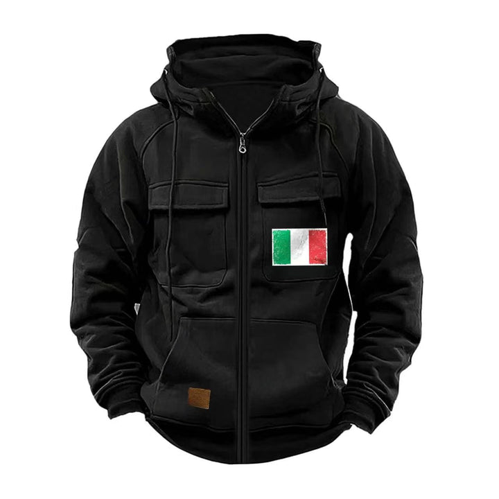 Trendy hooded jacket for men with practical pockets and adjustable collar Lune London