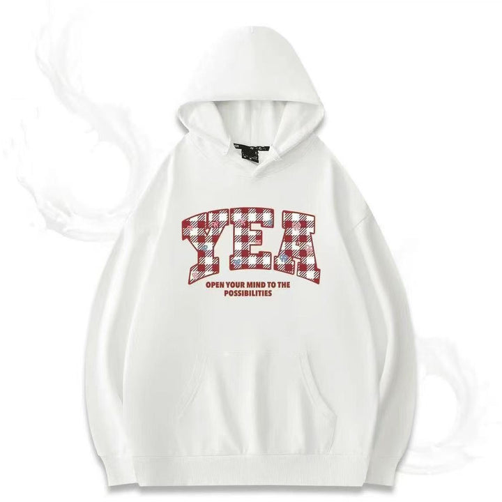 Women's Oversized Hooded Sweatshirt with Creative Writing Chic & Stil