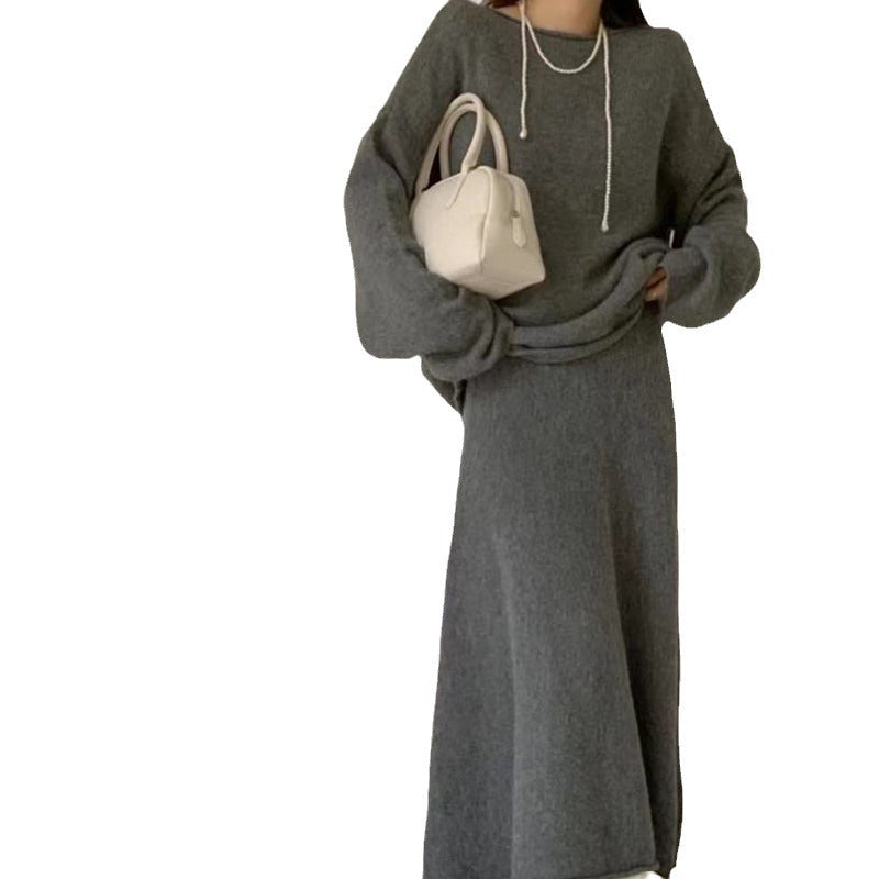 Robe tricotée pour femmes au design décontracté à épaules dénudées avec une coupe ample