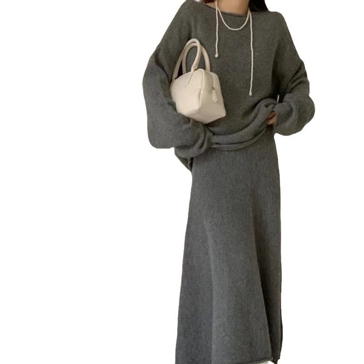 Robe tricotée pour femmes au design décontracté à épaules dénudées avec une coupe ample