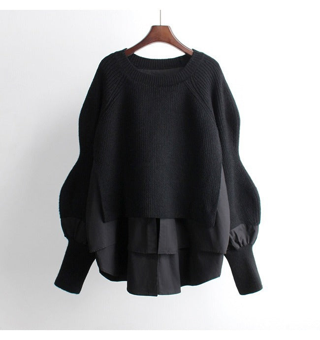 Trendy women's cropped sweater with innovative layering details Lune London