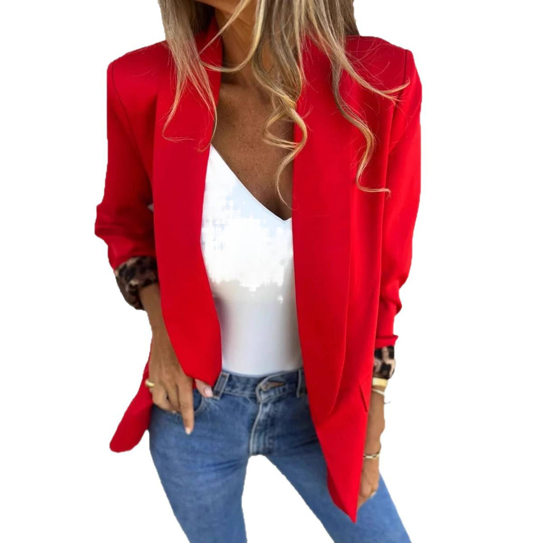 Femme élégant Blazer oversized avec détails imprimé léopard Lune London