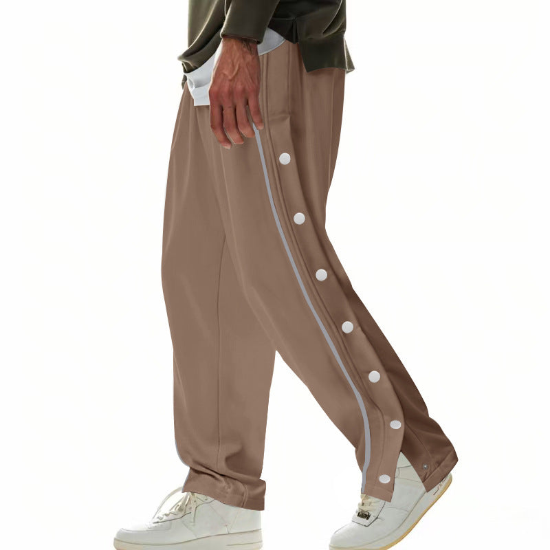 Sporty men's jogger pants with practical snap buttons and elastic waistband Lune London