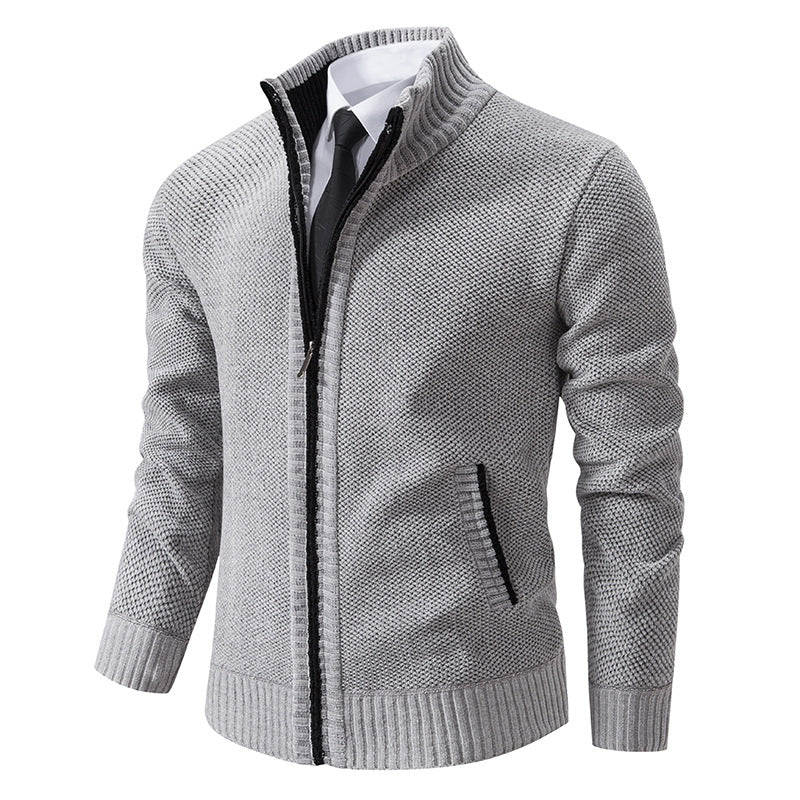 Elegant knitted jacket for men with modern zipper and high collar Lune London