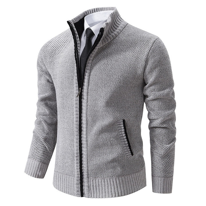Elegant knitted jacket for men with modern zipper and high collar Lune London