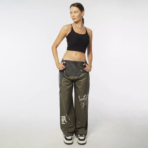 Trendy baggy jeans for women with asymmetrical design and unique details Lune London