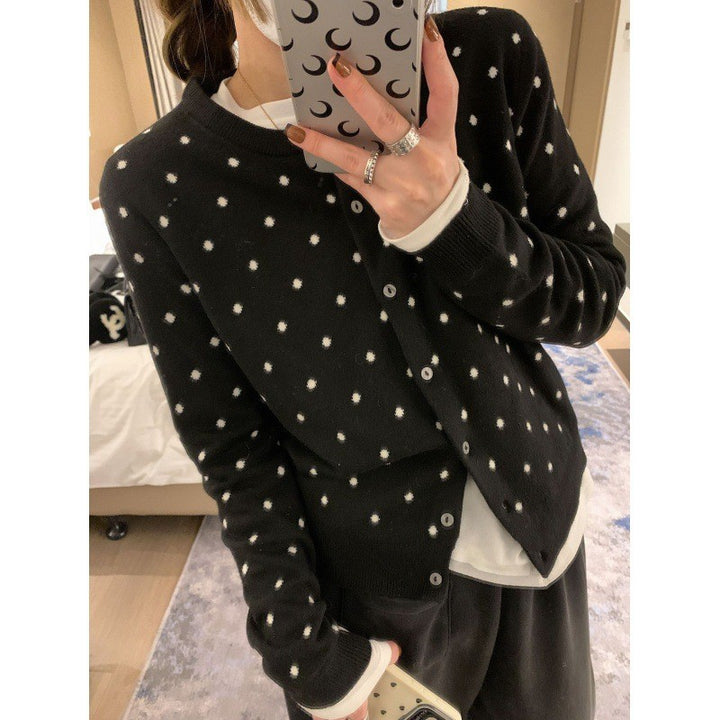 Women’s knitted jacket with polka dot pattern Lune London