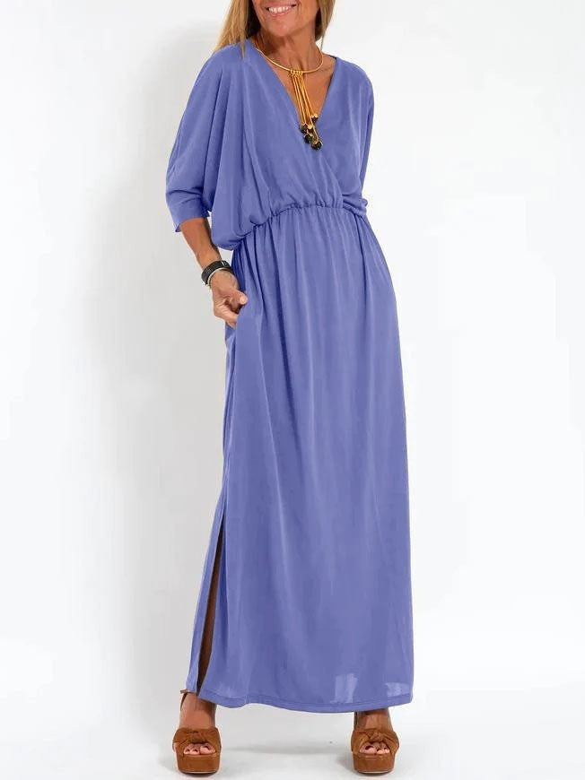 Robe maxi élégante pour femmes avec fente latérale et ceinture flexible Chic & Stil