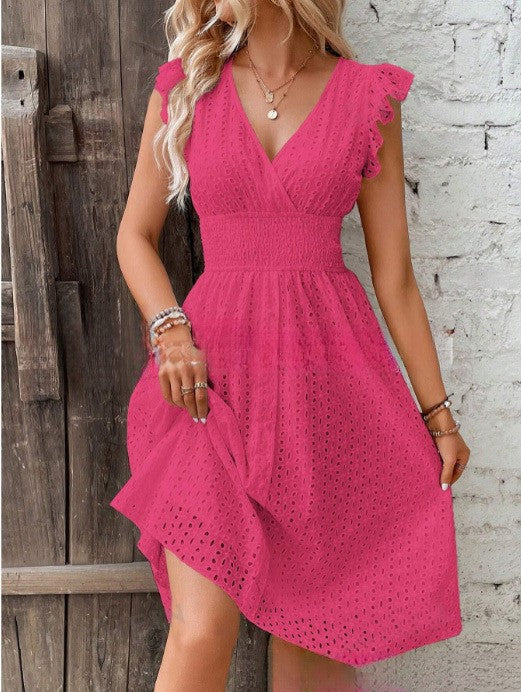 Summer Ruffle Dress for Women with Waffle Texture Lune London