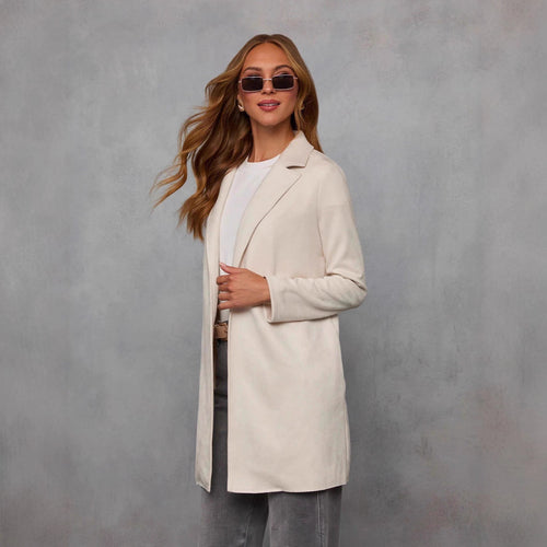 Blazer long élégant pour femmes en imitation suédine Chic & Stil