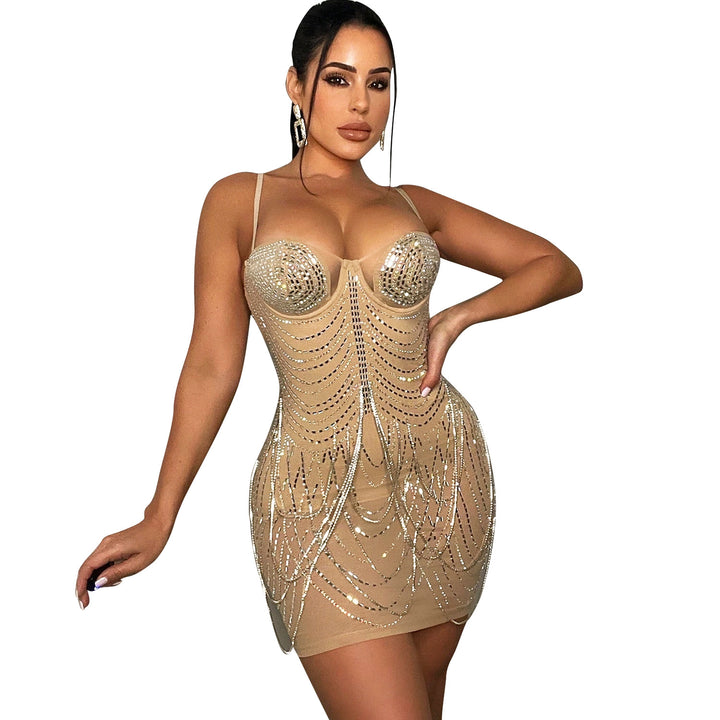 Shimmering pearl mini bodycon dress for women Lune London