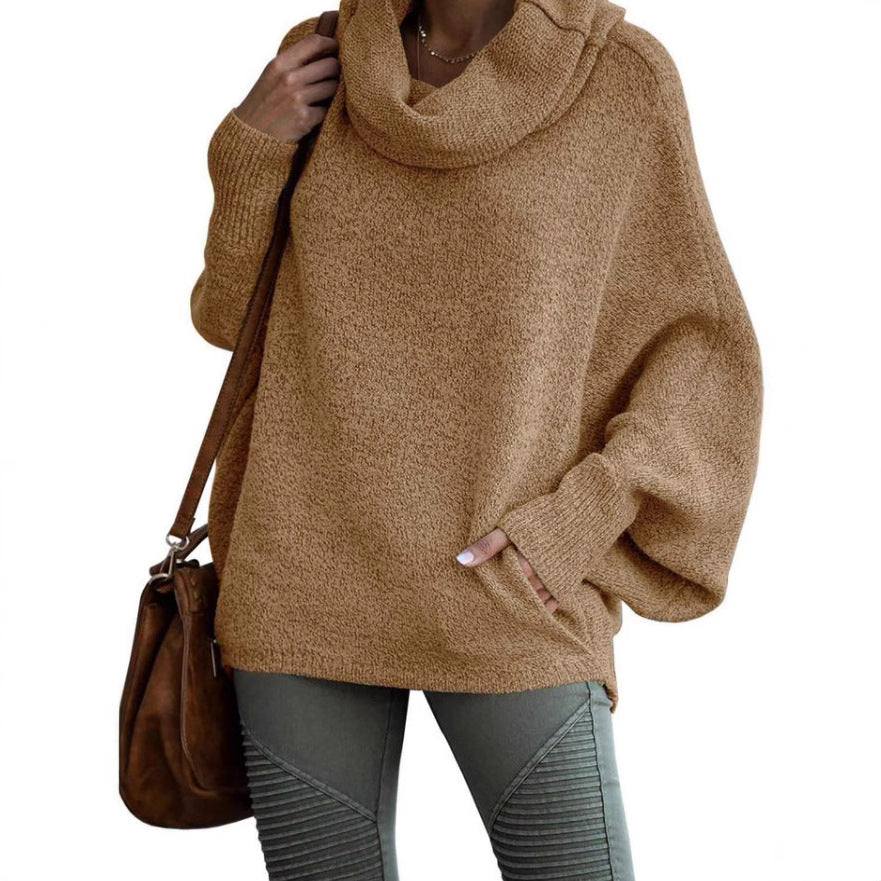 Ladies oversized knit sweater with turtleneck Lune London