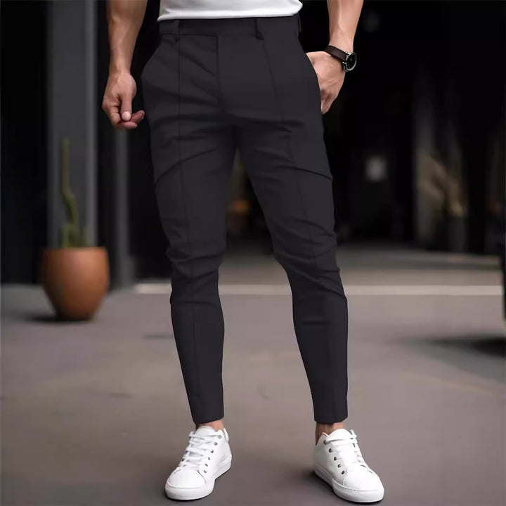 Pantalon chino slim-fit à la mode pour hommes avec taille élastique et poches polyvalentes Lune London