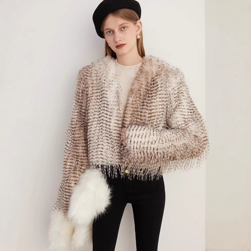 Women Luxury Tailored Fur Coat with Rich Detail Structure Lune London