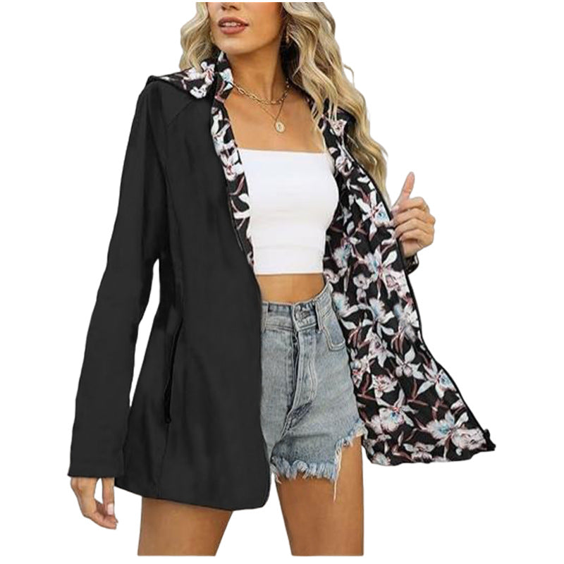 Ladies light transition jacket with floral lining Lune London