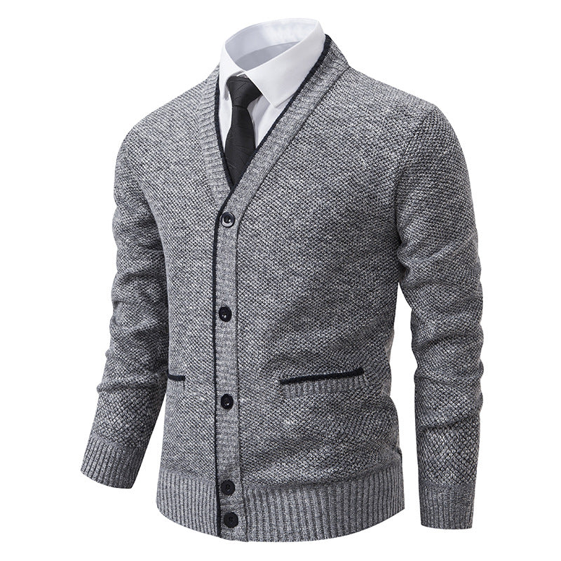 Knit jacket for men with V-neck and elegant details Lune London