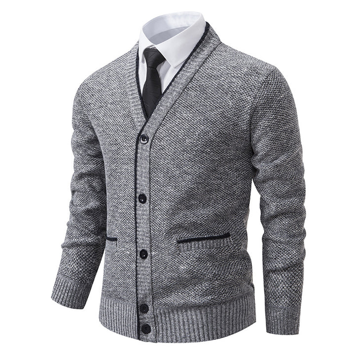 Knit jacket for men with V-neck and elegant details Lune London