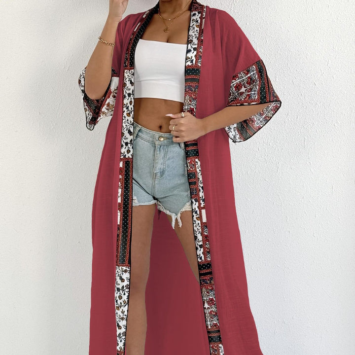 Women Bohemian Kimono Vest with Chic Floral Pattern