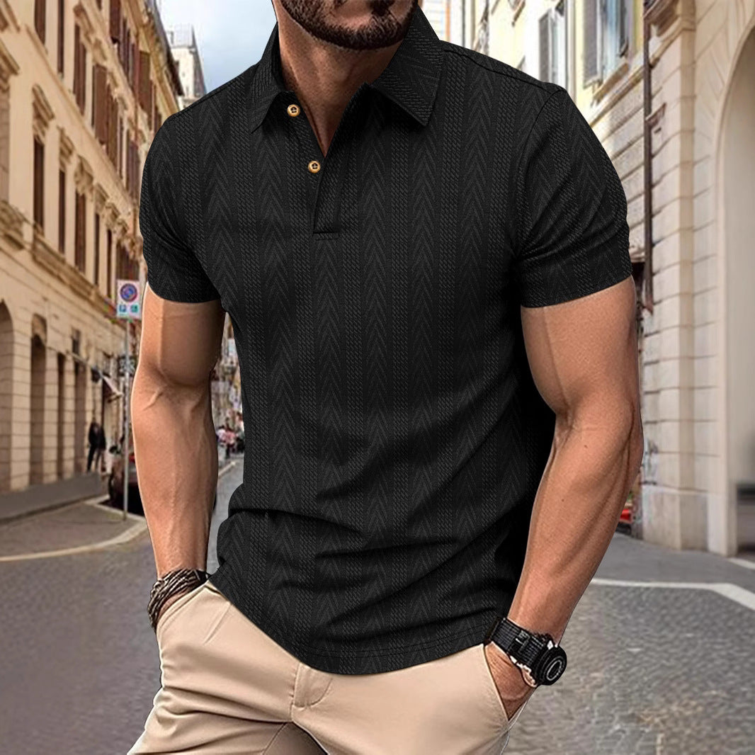 Trendy short-sleeved polo shirt for men with textured design Lune London