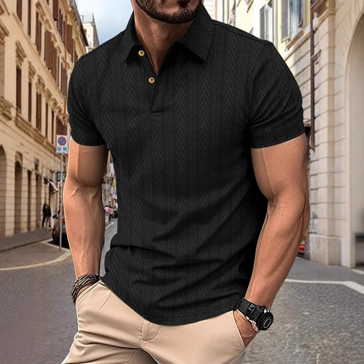 Trendy short-sleeved polo shirt for men with textured design Lune London