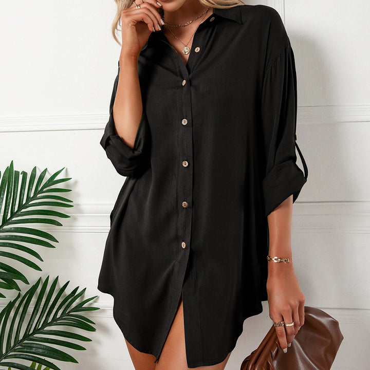 Shirt dress for women in lightweight cotton blend with button closure and long sleeves Lune London
