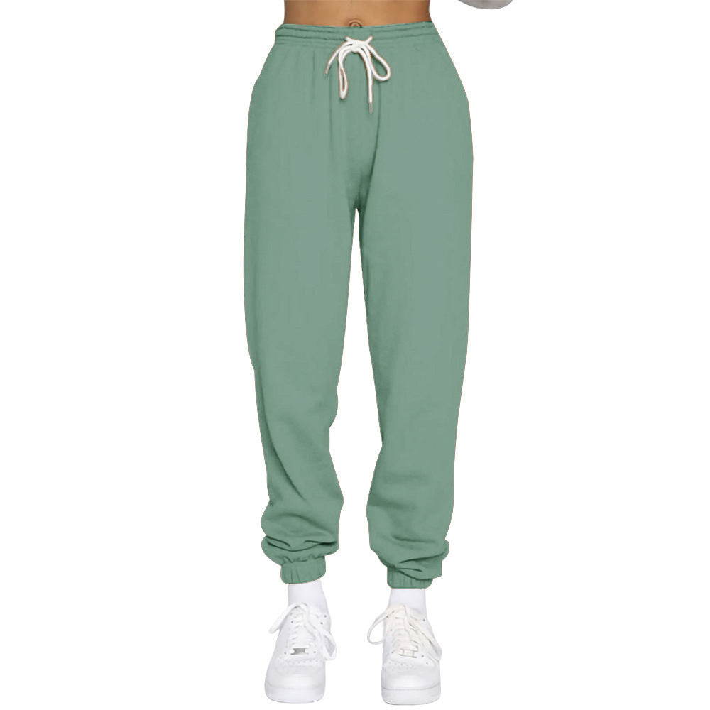 Sporty high-waisted jogger pants for women with drawstring Lune London