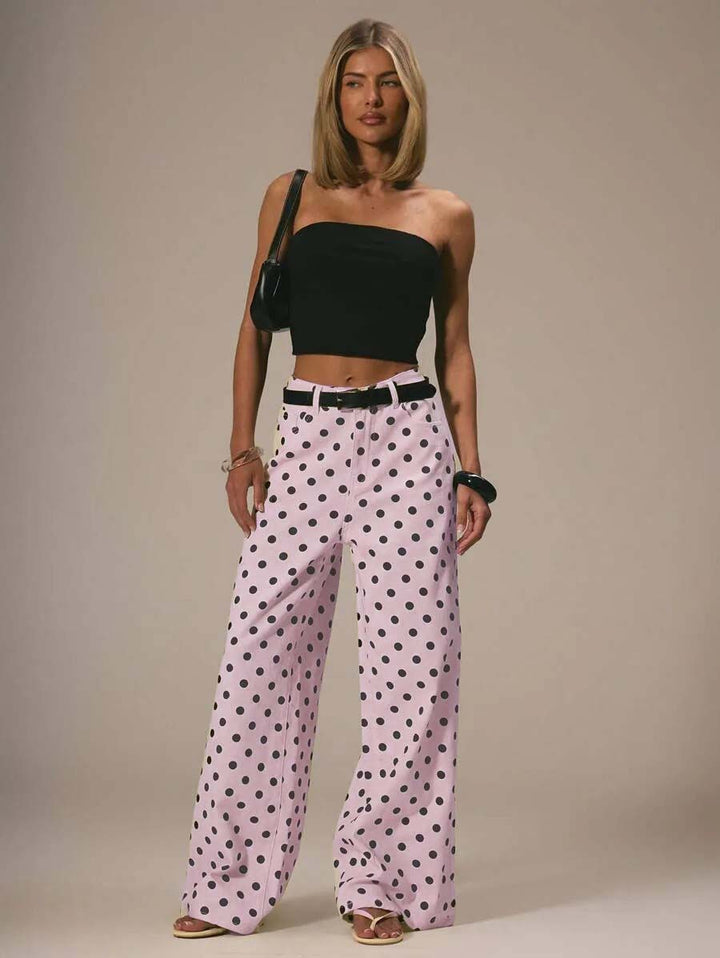 Ladies wide Polka-Dot Palazzo pants with high-waist cut Lune London