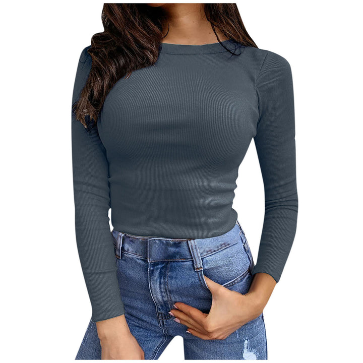 Haut à manches longues en ribbed pour femmes avec un élégant col rond Chic & Stil