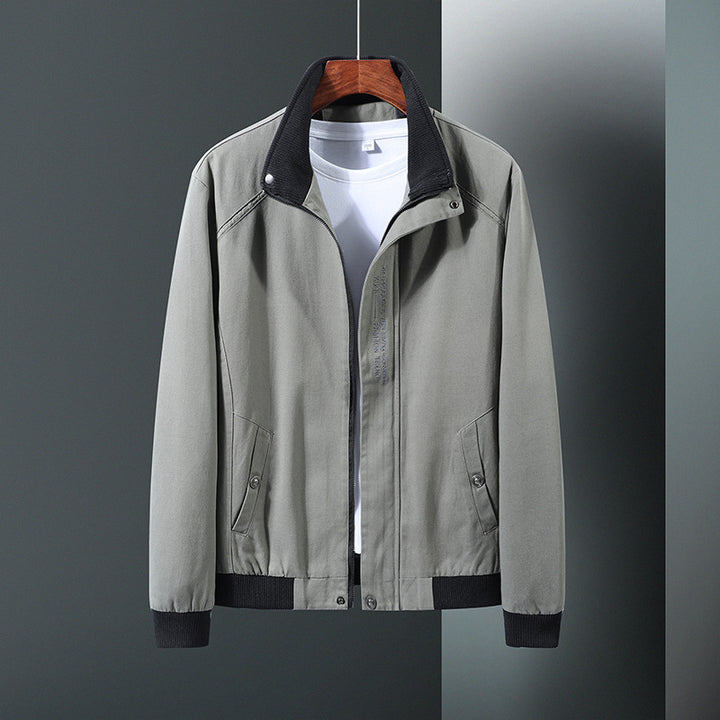 Modern transition jacket for men with high collar and practical pockets Lune London
