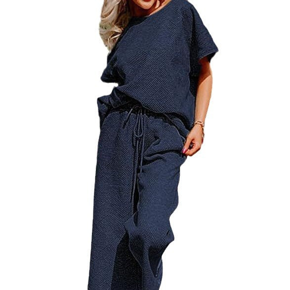 Casual jumpsuit set for ladies in soft material with elastic waist and wide legs Lune London