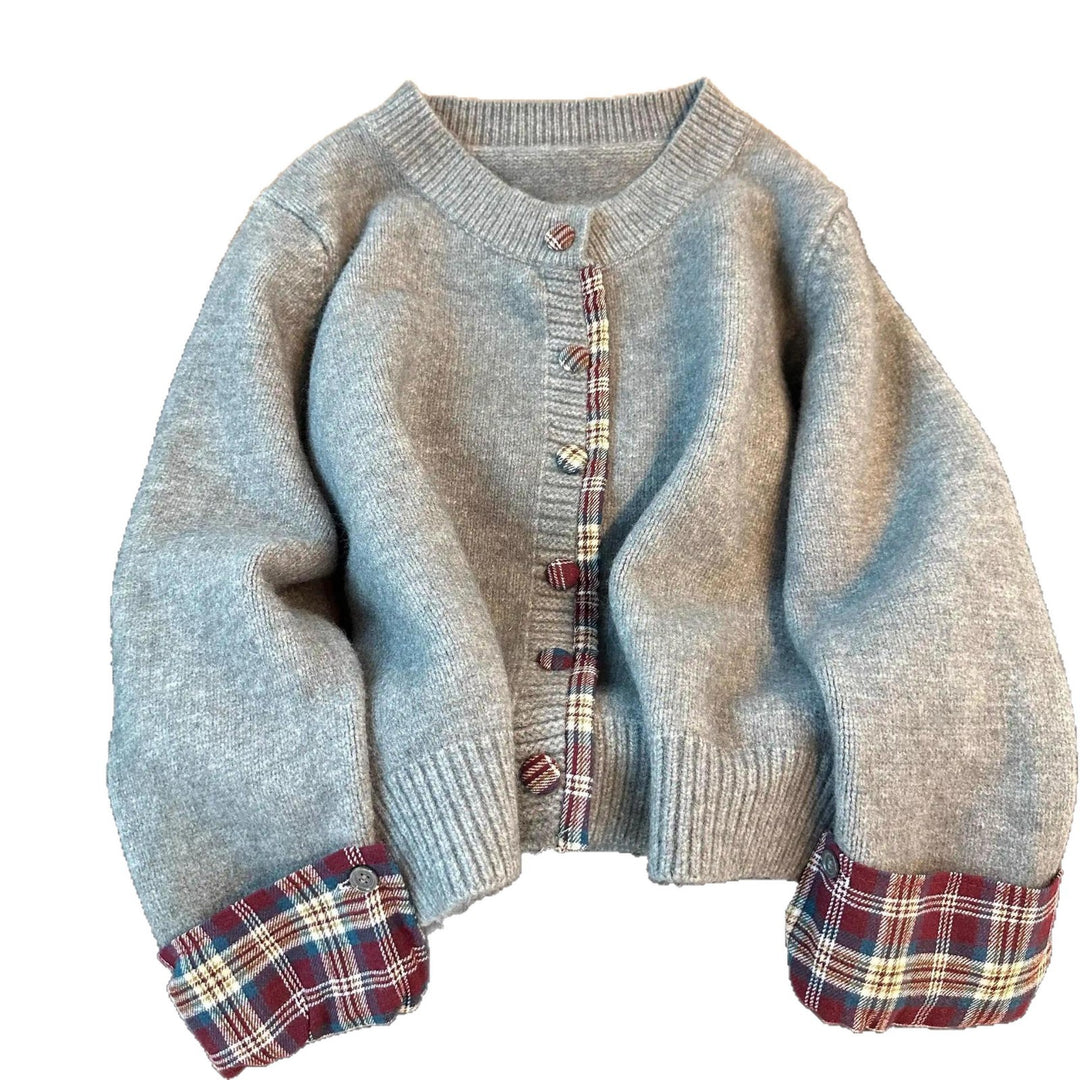 Cardigan Cozy Femme avec Motif À Carreaux Chic & Stil