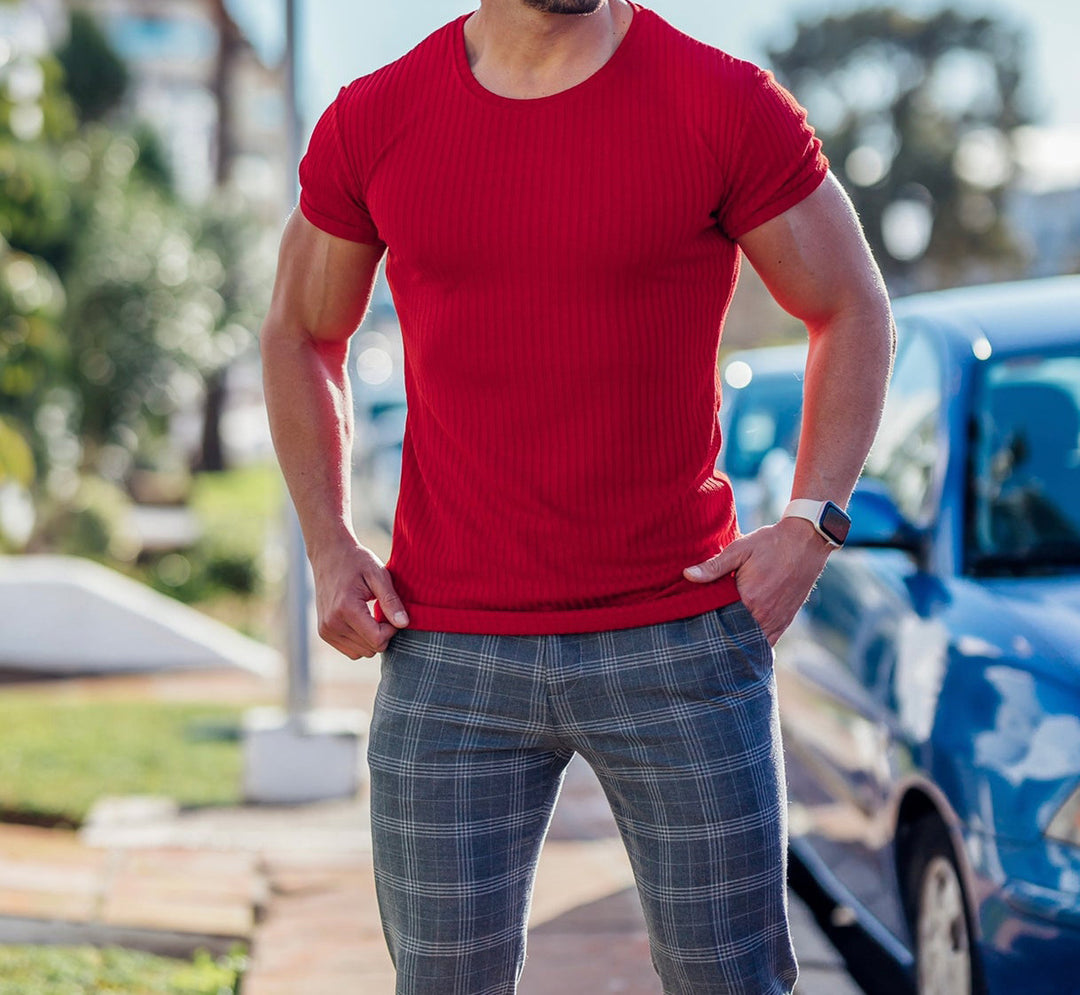 Slim fit ribbed t-shirt for men Lune London