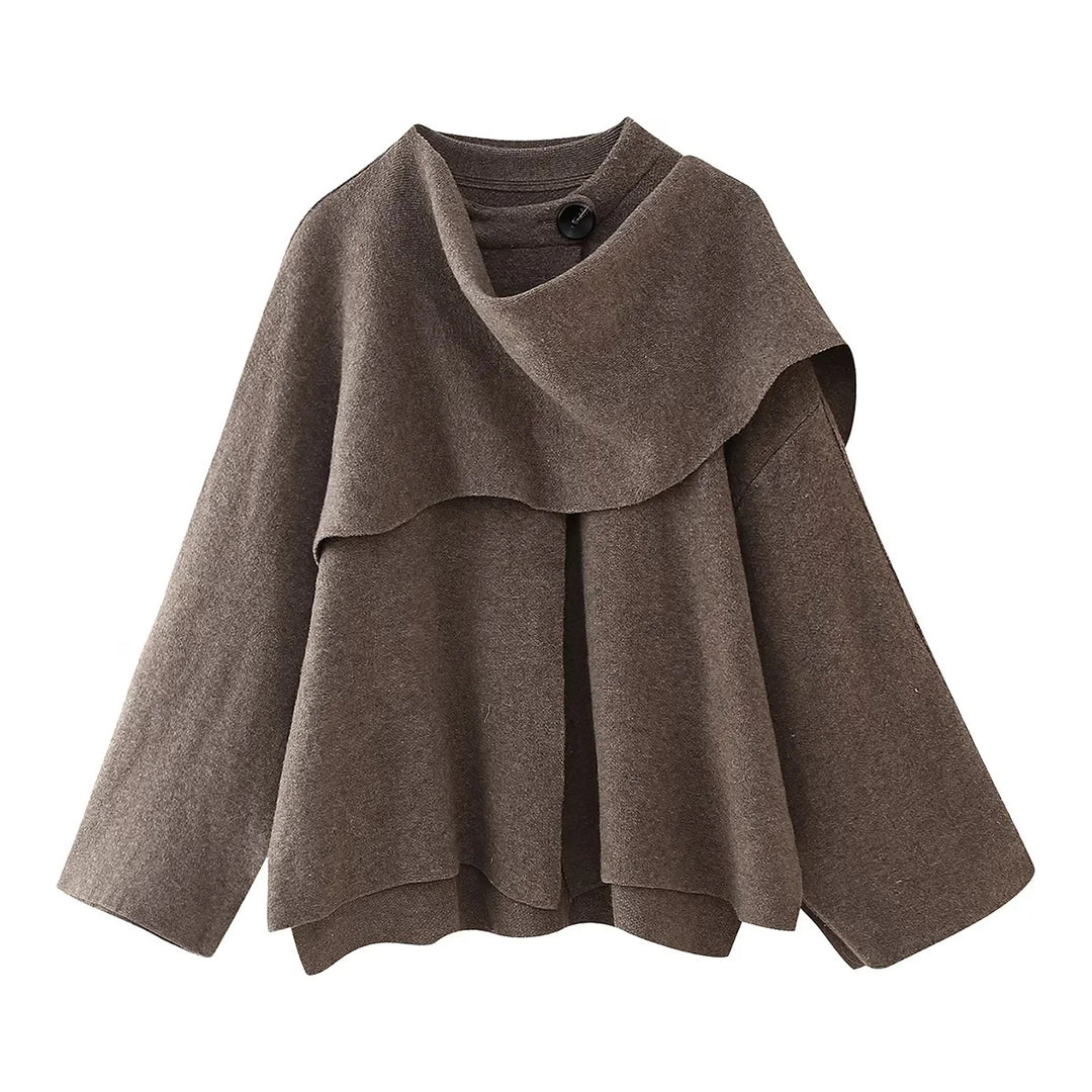 Fashion oversized jacket for women with asymmetrical cut and elegant high collar Lune London