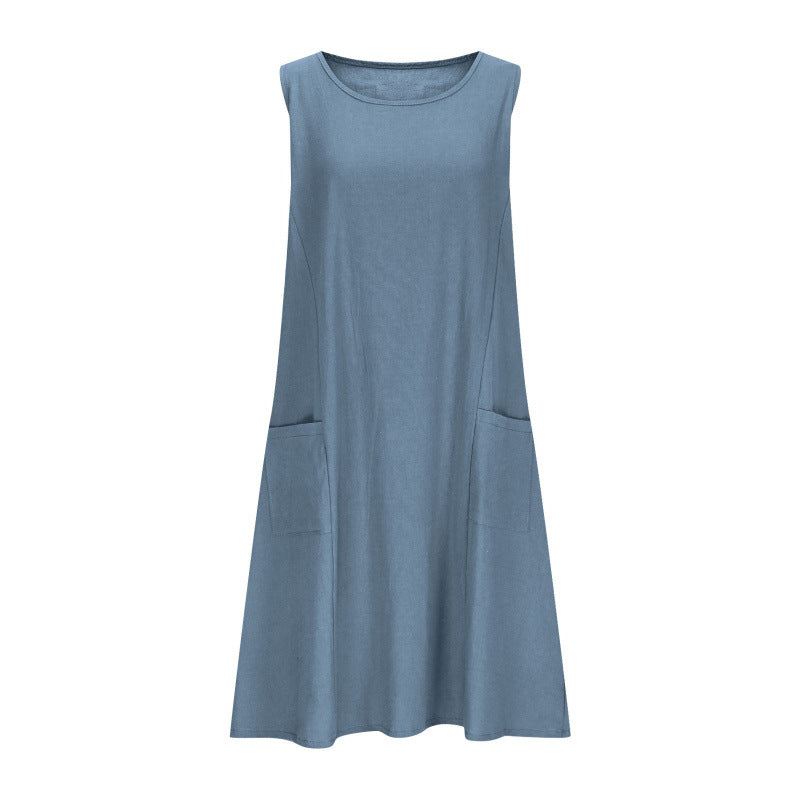 Women's Casual Sleeveless Dress with Double Pockets Lune London