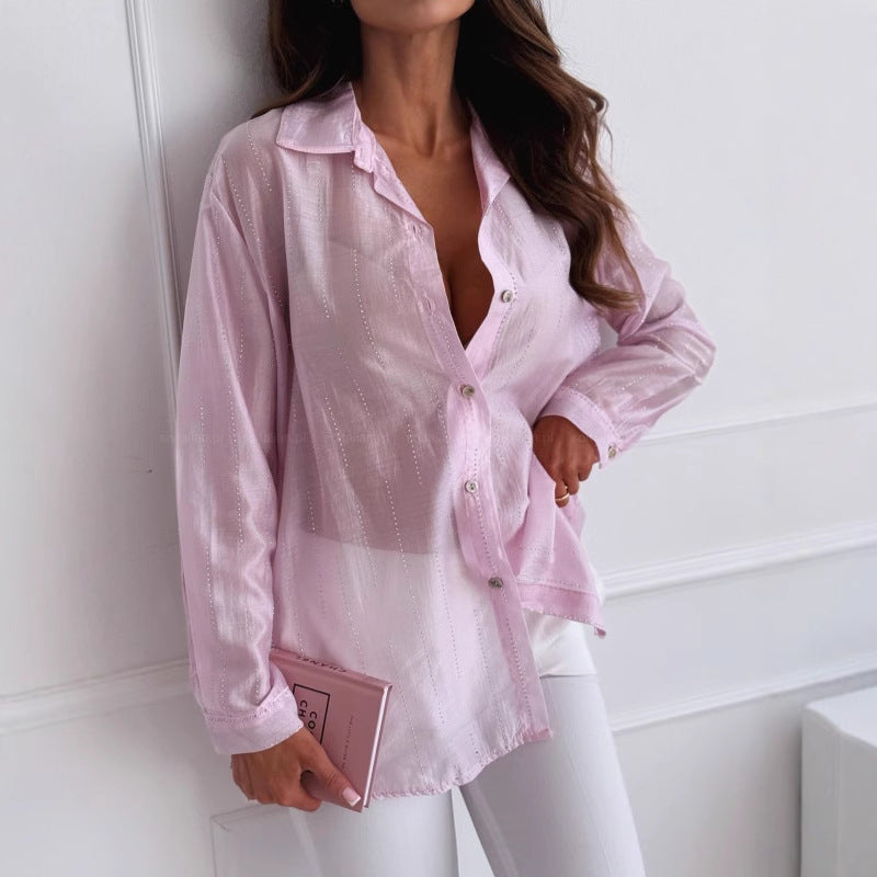 Women transparent blouse button Lune London