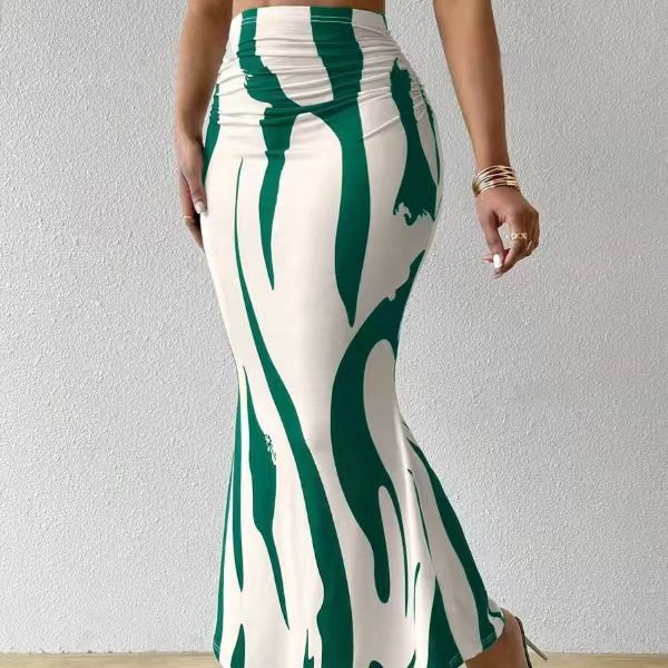 Ladies Elegant Maxi Skirt in Fluid Fabric and Trendy Pattern Lune London