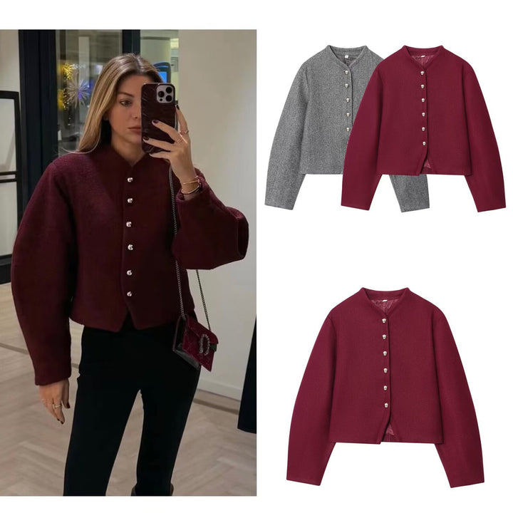 Veste courte à la mode pour femmes avec patte de boutonnage élégante Chic & Stil