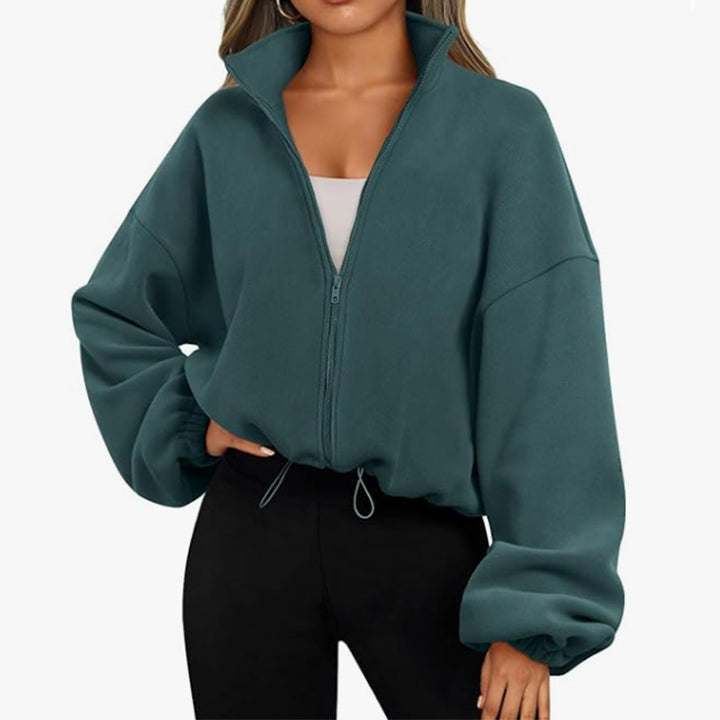 Lune London high collar oversized sweater with zipper for ladies