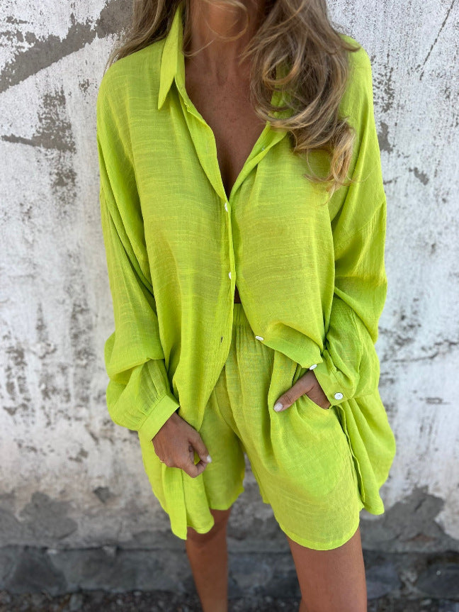 Oversized shirt dress for women with button closure and turtleneck Lune London