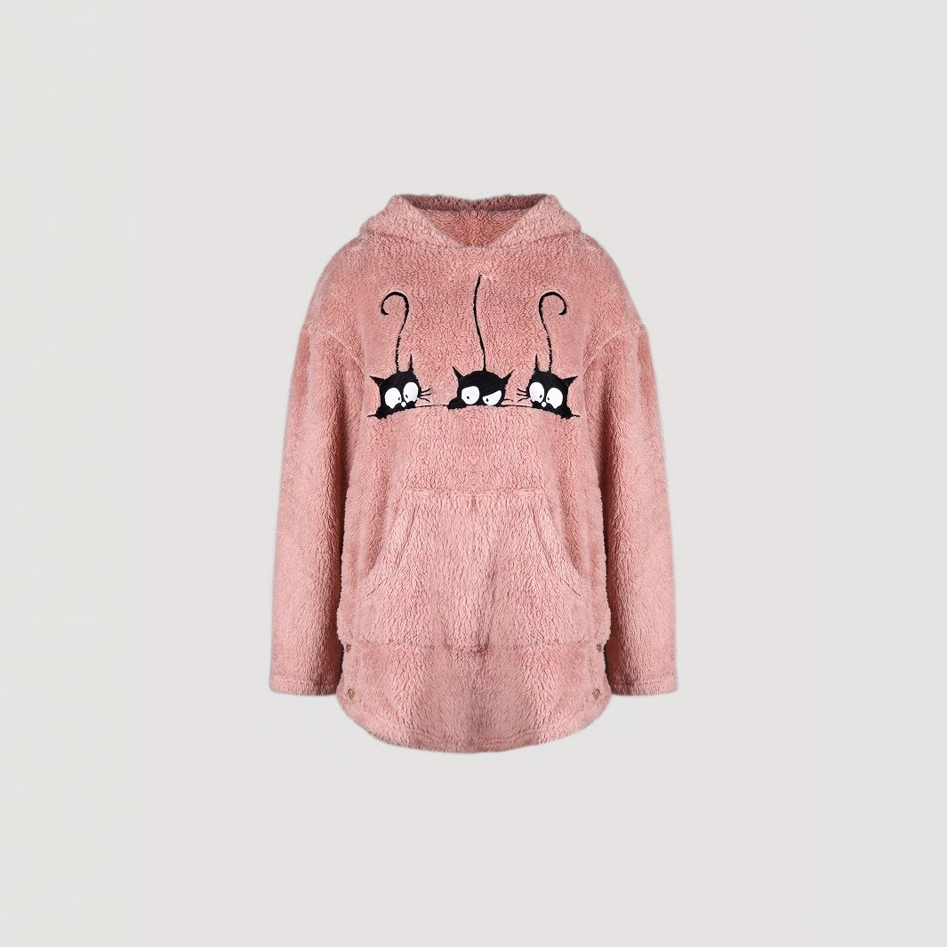 Cozy sweatshirt for women with cat pattern Lune London