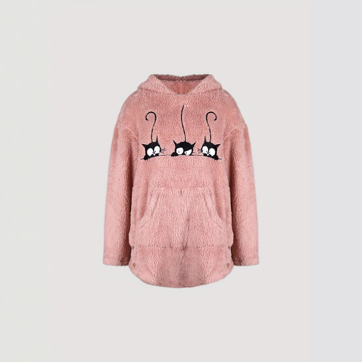 Cozy sweatshirt for women with cat pattern Lune London