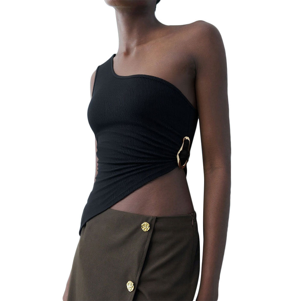 Asymmetrical top for women with elegant twisted detail Chic & Stil