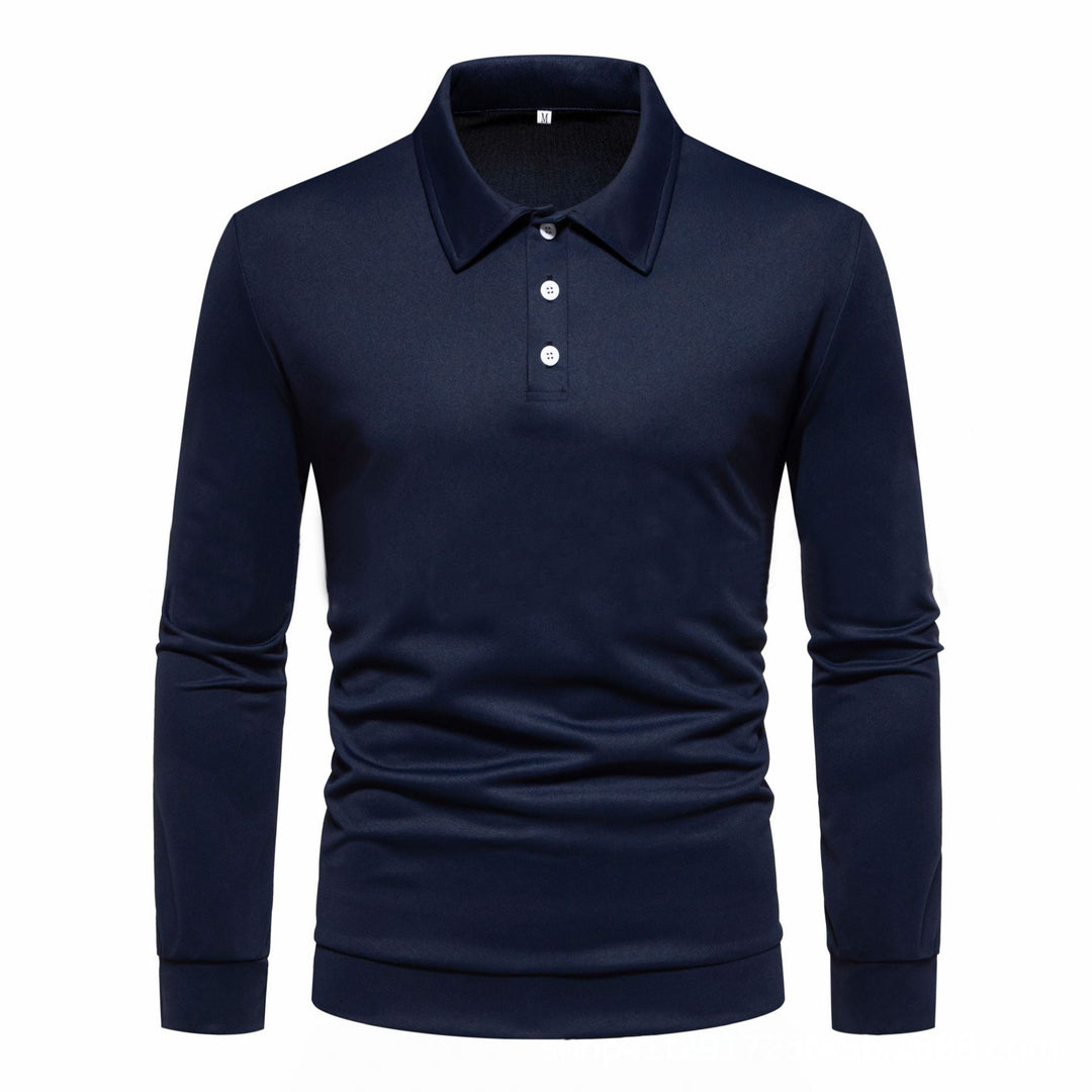 Long sleeve polo shirt for men in breathable fabric with modern button details Lune London