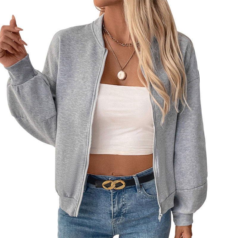 Ladies' sweatshirt jacket with voluminous sleeves and zipper Lune London
