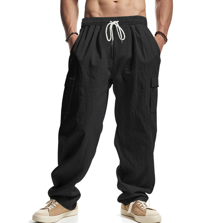 Casual cargo pants for men with elastic waistband and practical side pockets Lune London
