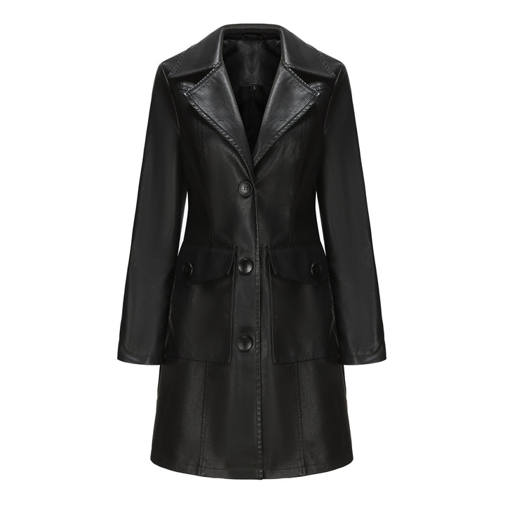 Trendy faux leather blazer for women with practical pockets Lune London