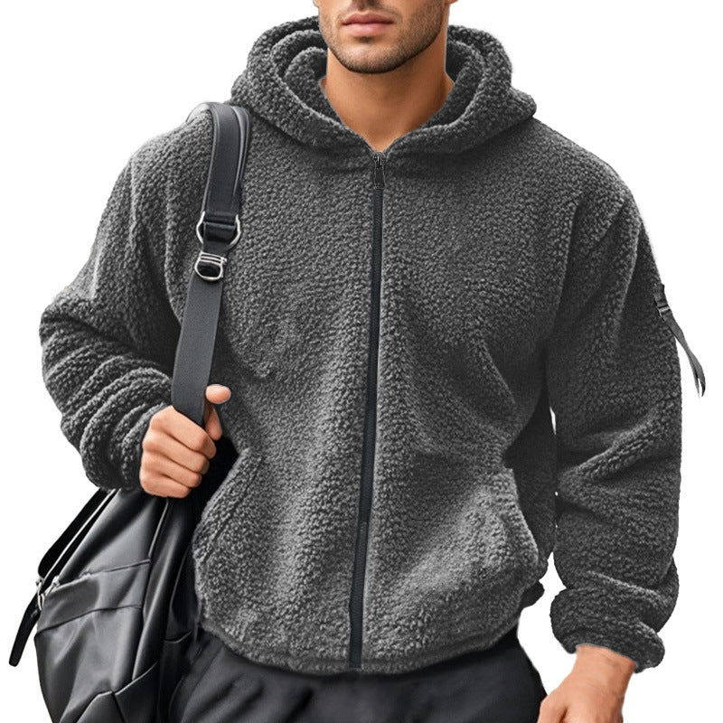 Men's fleece hoodie with kangaroo pocket and sturdy zipper Lune London