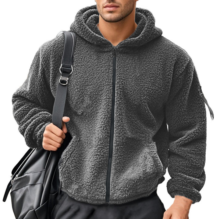 Men's fleece hoodie with kangaroo pocket and sturdy zipper Lune London